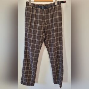 Gramicci Wool Blend Tuck Tapered Brown Plaid Dress Pants - Size Xs